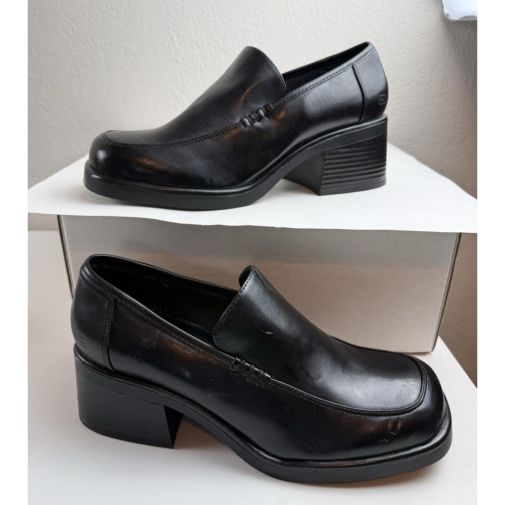 Skechers Y2K Black Platform Chunky Loafer Shoe Sz 8.5 Womens Grunge Goth Witchy - Picture 4 of 16